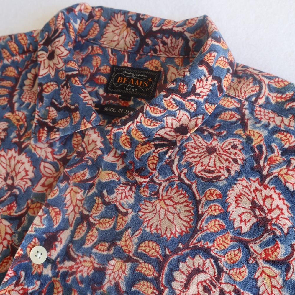 BEAMS PLUS Men's Made in Japan Floral Paisley Print Camp Collar Shirt Size M